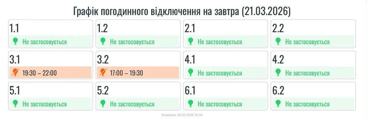 Графік відключень
