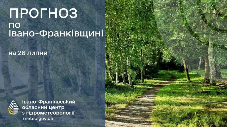 Прогноз погоди по Івано-Фроанківську та області на 26 липня 2026 року